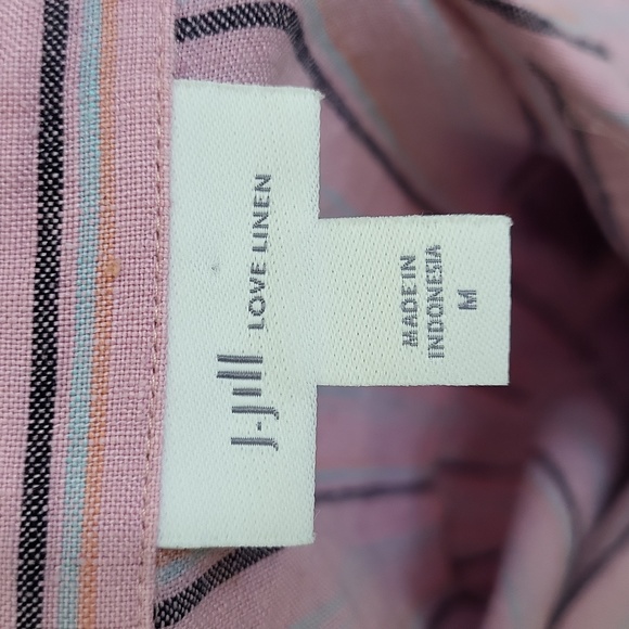 J.Jill Purple Shirt Dress Button Front Linen Stripe Rolled Sleeve Size M - Picture 8 of 14